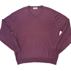 Alashan Mens Cotton Cashmere Blend V Neck Sweater Purple XL